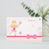 かわいいピンクのバレリーナの女の子の誕生日のサンキューカード サンキューカード (スタンド正面)