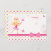 かわいいピンクのバレリーナの女の子の誕生日のサンキューカード サンキューカード (正面/裏面)