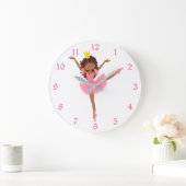 かわいいピンクのバレリーナの子供 ラージ壁時計 (ホーム)