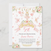 かわいいピンクのバレリーナベビーシャワーの招待 招待状 (正面)