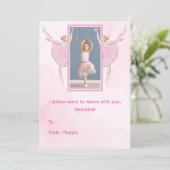 かわいいピンクのバレリーナ子供教室バレンタインデー シーズンカード (スタンド正面)