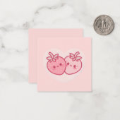 かわいいピンクのバレンタインイチゴ ノートカード (正面/裏面インサイチュ)