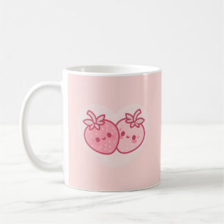 かわいいピンクのバレンタインストロベリー (ピンク) コーヒーマグカップ