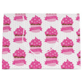 かわいいピンクのバレンタインデートカップケーキ ラージペーパーバッグ (正面)