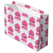 かわいいピンクのバレンタインデートカップケーキ ラージペーパーバッグ (裏面アングル)