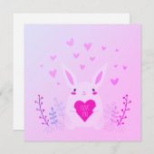 かわいいピンクのバレンタインデー愛してるウサギ シーズンカード (正面/裏面)