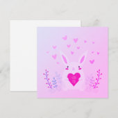 かわいいピンクのバレンタインデー 愛してる ウサギ シーズンカード (正面/裏面)