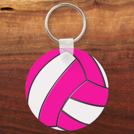 かわいいピンクのバレーボールのトリーパーソナライズされたケット キーホルダー (裏面)