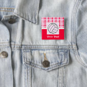 かわいいピンクのバレーボール 缶バッジ (インサイチュ)