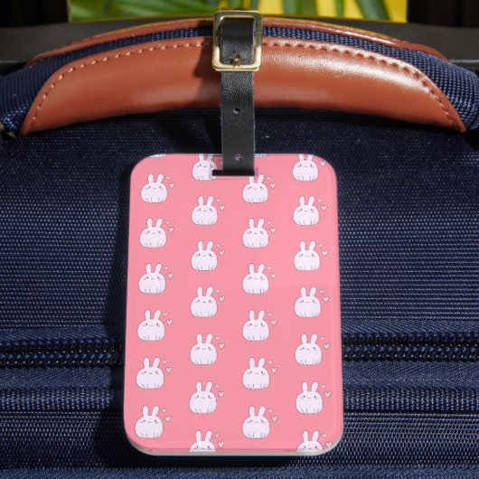 かわいいピンクのバンニーズパターン ラゲッジタグ (正面インサイチュ2)