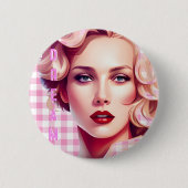 かわいいピンクのバーブスの夢 缶バッジ (正面)