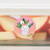 かわいいピンクのパステルグラディエントフラワーバニー名 ラベル (貼付)