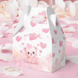 かわいいピンクのパステルベビーベアの誕生日 フェイバーボックス