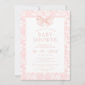 かわいいピンクのパステルボヘミアン弓ベビーガールシャワー 招待状 (正面)