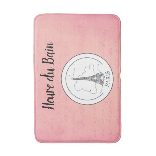 かわいいピンクのパリのフランス人のエッフェル塔のパリの装飾 バスマット (正面縦)