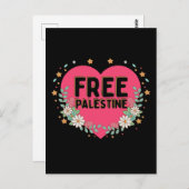 かわいいピンクのパレスチナハートグラフィックデザイン ポストカード (正面/裏面)