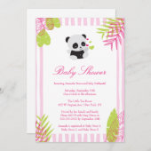 かわいいピンクのパンダの女の子のベビーシャワーの招待状 招待状 (正面/裏面)