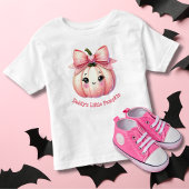 かわいいピンクのパンプキンとリボンのハロウィン トドラーTシャツ