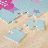 かわいいピンクのパーソナライズな魔法のユニコーンのパズル ジグソーパズル (側面)