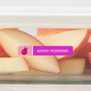 かわいいピンクのパープルのトンボの子供名前ラベル ラベル