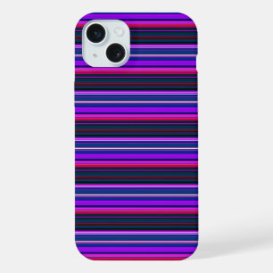 かわいいピンクのパープルストライプ iPhone 15 PLUSケース
