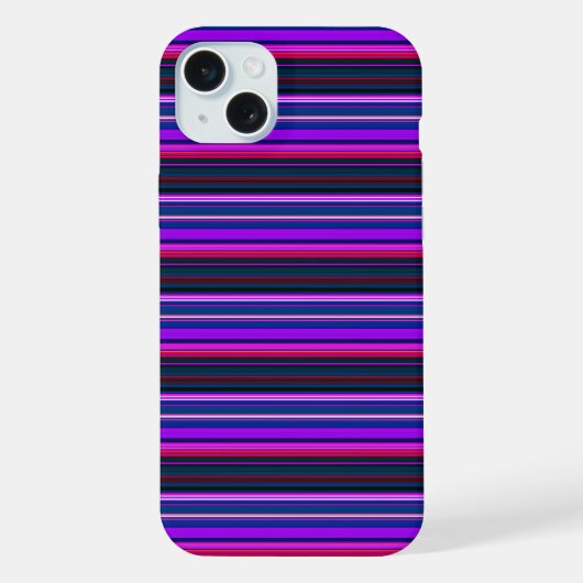 かわいいピンクのパープルストライプ iPhoneケース (裏面)