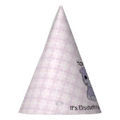 かわいいピンクのヒッポ漫画の名前の女の子の誕生日 パーティーハット (左)