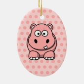 かわいいピンクのヒッポ セラミックオーナメント (裏面)