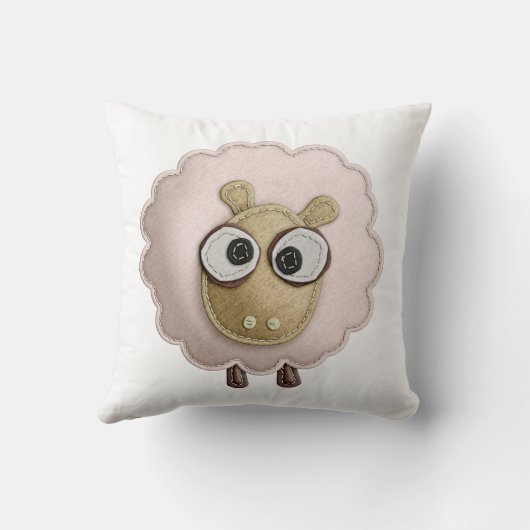 かわいいピンクのヒツジののどによって感じられる印書イメージ クッション (裏面)