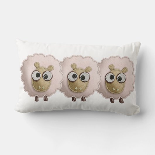 かわいいピンクのヒツジののどによって感じられる印書イメージ ランバークッション (裏面)