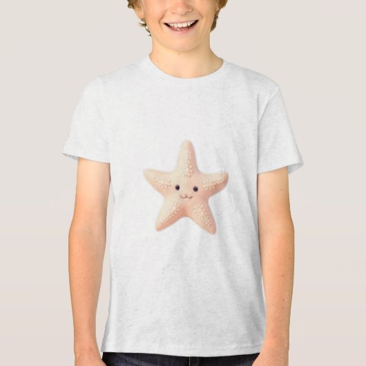かわいいピンクのヒトデ トライブレンドTシャツ (正面)