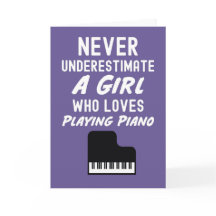 かわいいピンクのピアニストカード 女の子のための キッズ ピアノ演奏家