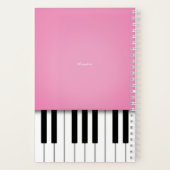 かわいいピンクのピアノ音楽キーボードパーソナライズド ノートブック (裏面)