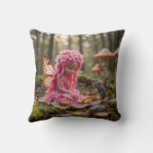 かわいいピンクのピクシーとマウスピクニック クッション (裏面)