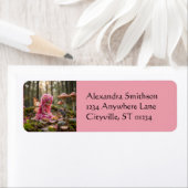 かわいいピンクのピクシーとマウスピクニック ラベル (インサイチュ)