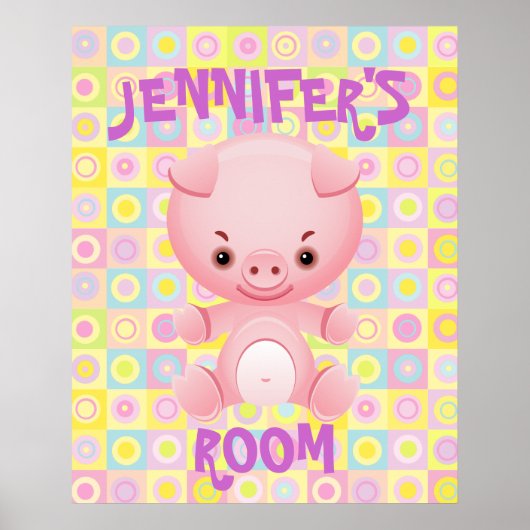 かわいいピンクのピッグキッズのポスター ポスター (正面)