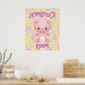 かわいいピンクのピッグキッズのポスター ポスター (キッチン)
