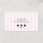 かわいいピンクのピンストライプのリボンベーカー生地シェフブシ 名刺 (裏面)