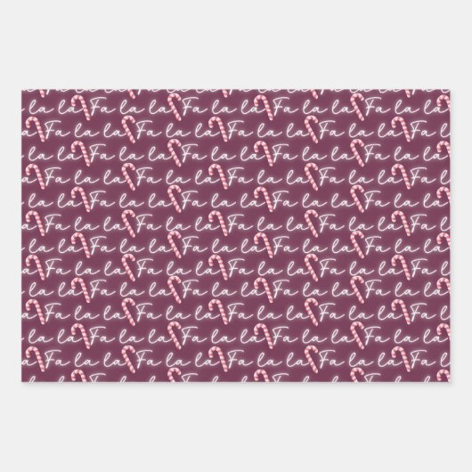 かわいいピンクのファララキャンディーキお洒落ーネクリスマス ラッピングペーパーシート (正面3)