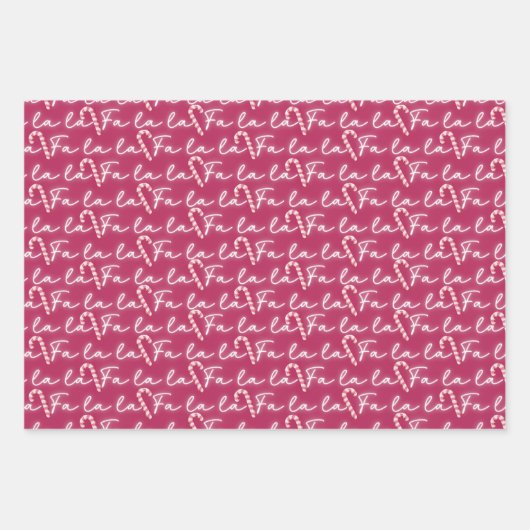 かわいいピンクのファララキャンディーキお洒落ーネクリスマス ラッピングペーパーシート (正面2)