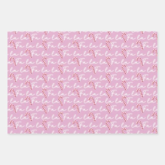 かわいいピンクのファララキャンディーキお洒落ーネクリスマス ラッピングペーパーシート (正面)