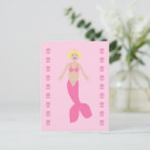 かわいいピンクのファンタジー人魚 ポストカード (スタンド正面)