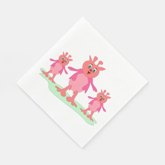 かわいいピンクのファンタジー生き物お洒落エイリアン スタンダードランチョンナプキン (角)