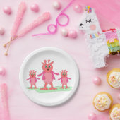 かわいいピンクのファンタジー生き物お洒落エイリアン ペーパープレート (パーティー)