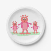 かわいいピンクのファンタジー生き物お洒落エイリアン ペーパープレート (正面)