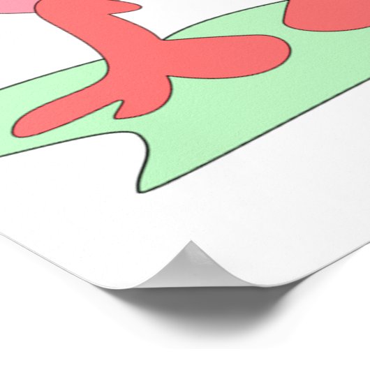 かわいいピンクのファンタジー生き物お洒落エイリアン ポスター (角)