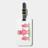 かわいいピンクのファンタジー生き物お洒落エイリアン ラゲッジタグ (正面縦)