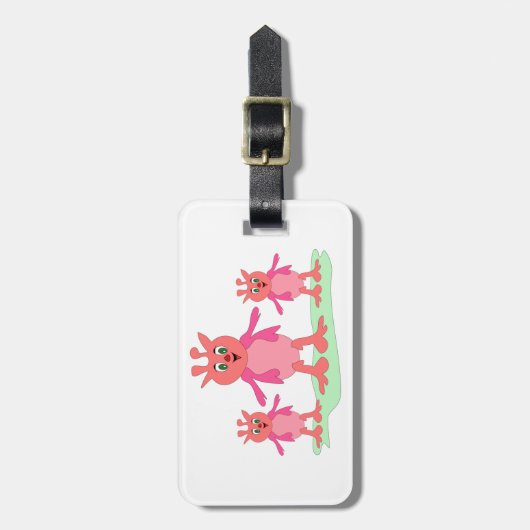 かわいいピンクのファンタジー生き物お洒落エイリアン ラゲッジタグ (正面縦)