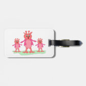 かわいいピンクのファンタジー生き物お洒落エイリアン ラゲッジタグ (裏面横)