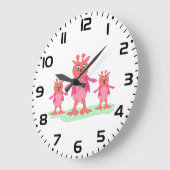 かわいいピンクのファンタジー生き物お洒落エイリアン ラージ壁時計 (傾斜)